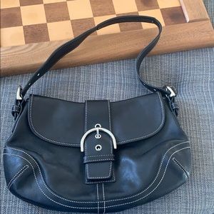 Genuine black leather coach purse